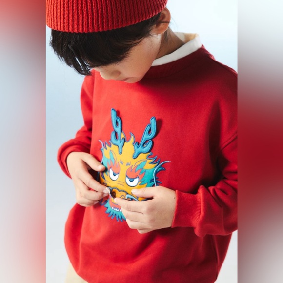 H&M Sz US 5T/6 sweatshirt with motif long sleeve - Picture 3 of 8